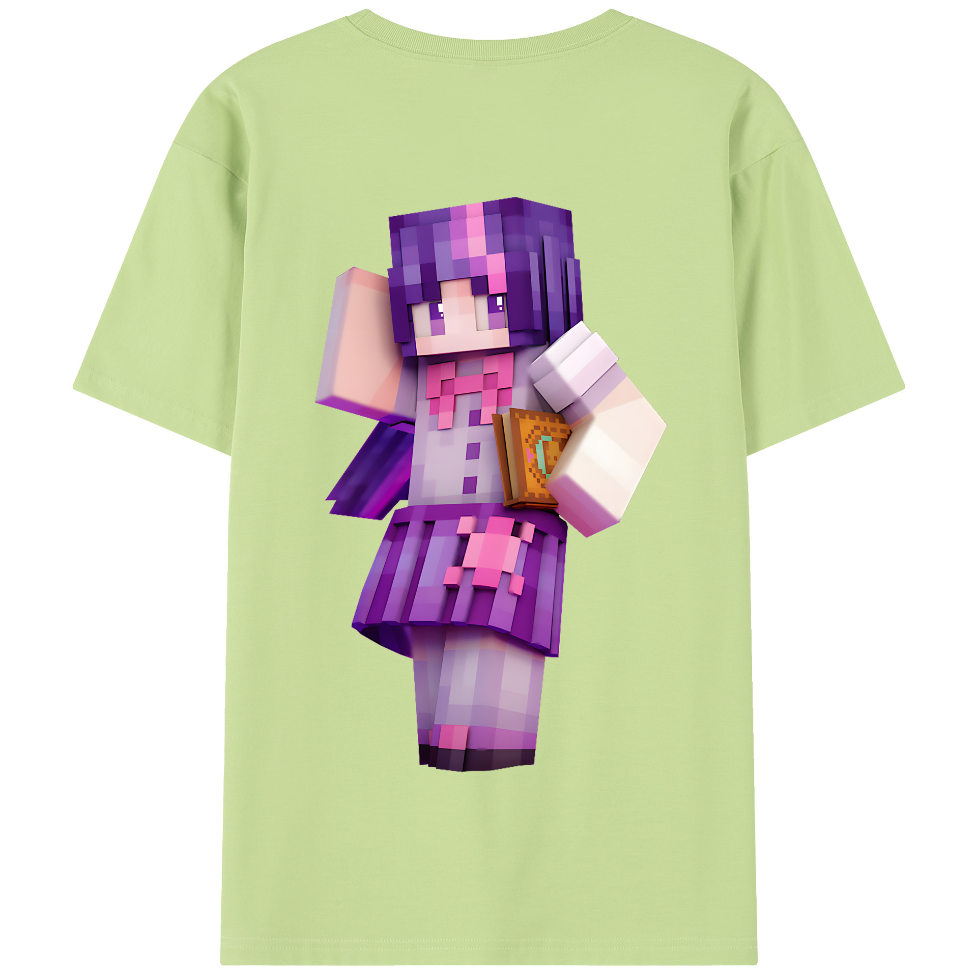 （画像用） マインクラフト ブロックの世界 Minecraft MC Block world 綿100％半袖Tシャツ（背面プリント）